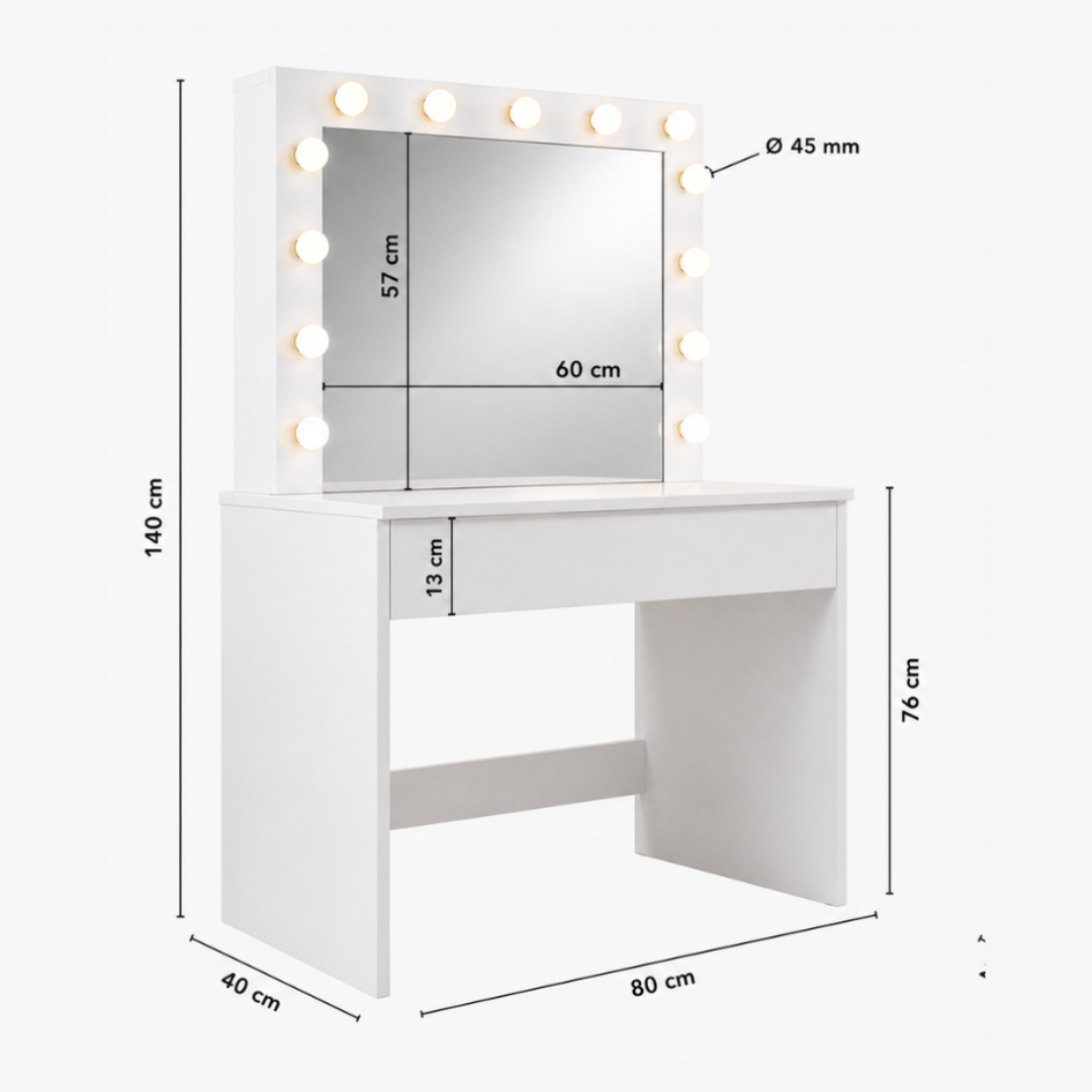 LED világítással ellátott sminkasztal