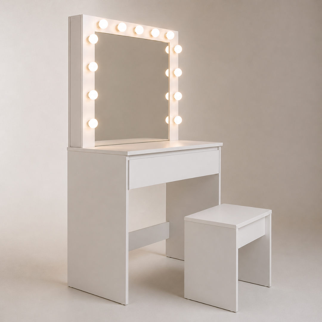 LED világítással ellátott sminkasztal