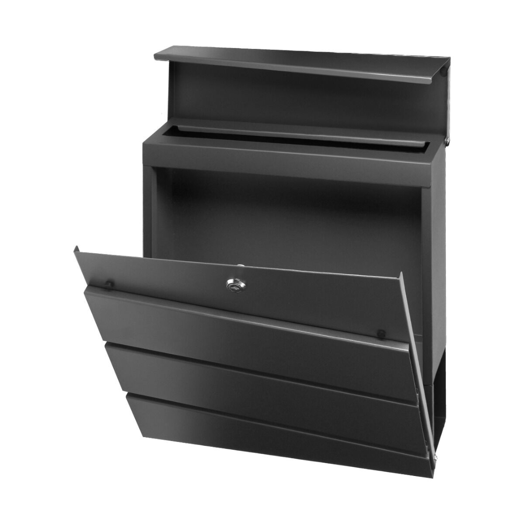 Horganyzott acél postaláda újságtartóval