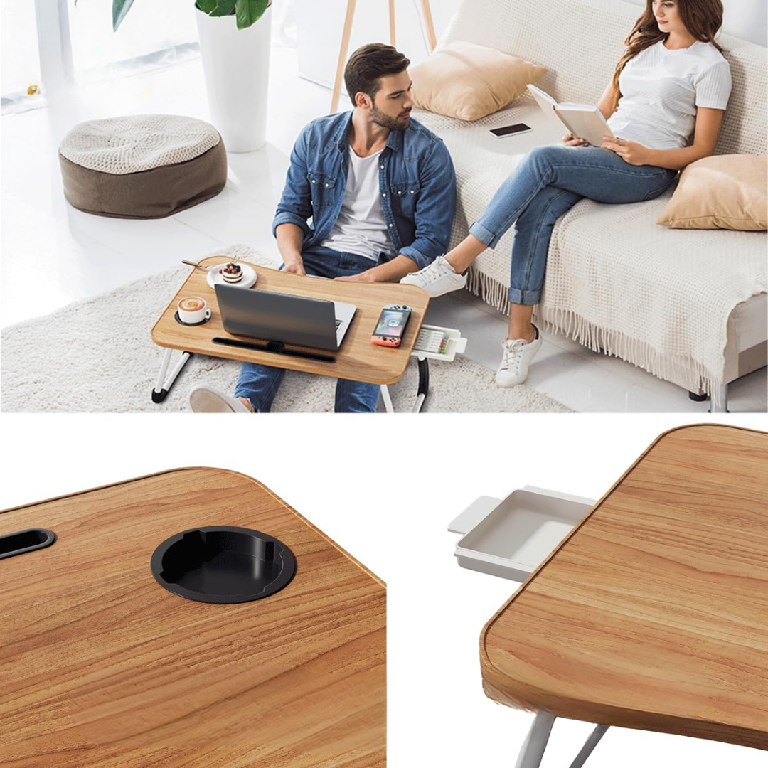 Összecsukható asztal laptophoz és reggelihez az ágyban
