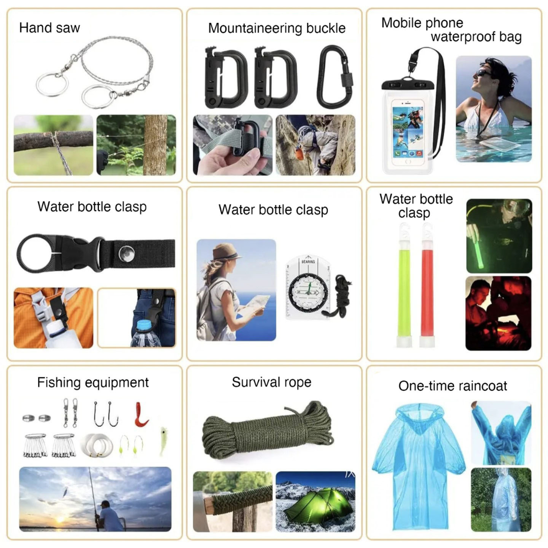 Outdoor kemping szett hátizsákkal és kiegészítő felszereléssel