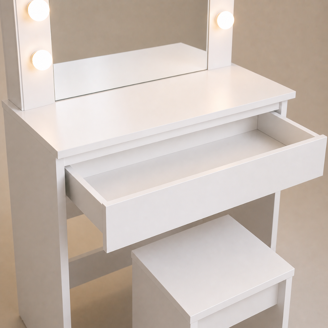 LED világítással ellátott sminkasztal