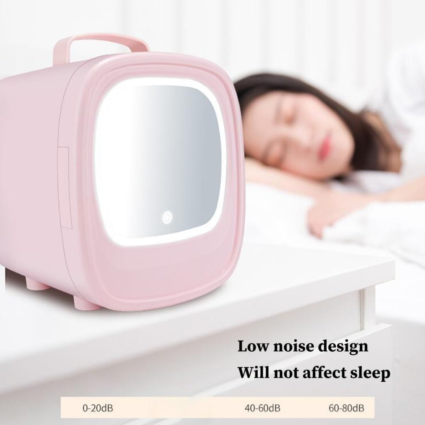 Mini kozmetikai hűtőszekrény LED tükörrel – 6L