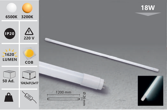 LED cső 6500 k fehér 120 cm 18W
